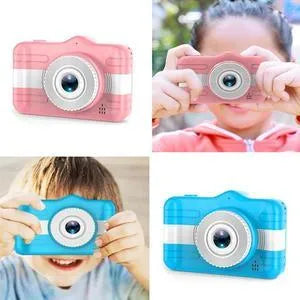 3.5 inch large screen cartoon digital HD camera for kids in pink with anti-fall silicone case
