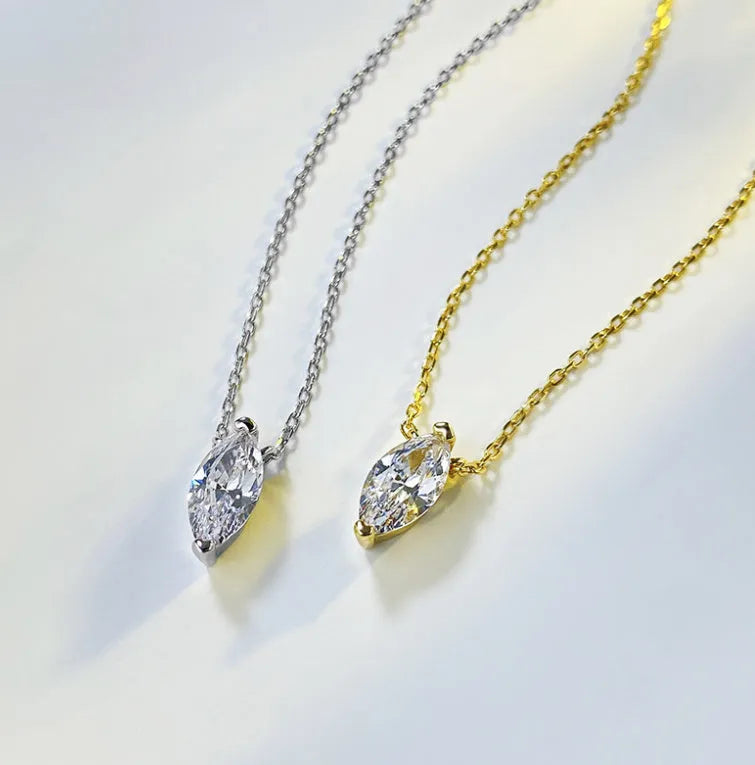 925 silver women's olive diamond twin clavicle chain necklace with electroplated gold or platinum finish