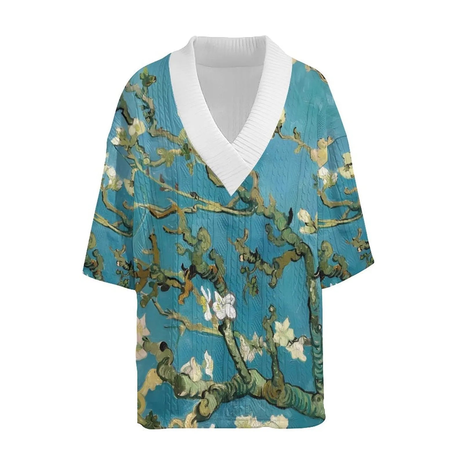 Men's peacock blue knitted shorts casual suit with a T-shirt top.