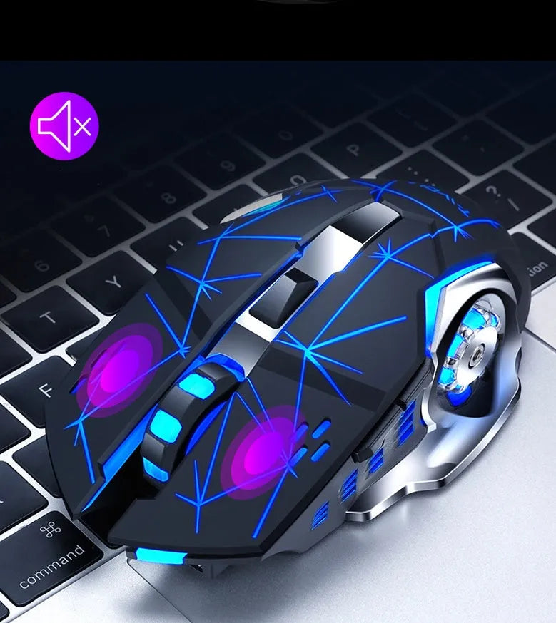 Black and white silent click wireless rechargeable mouse for laptops