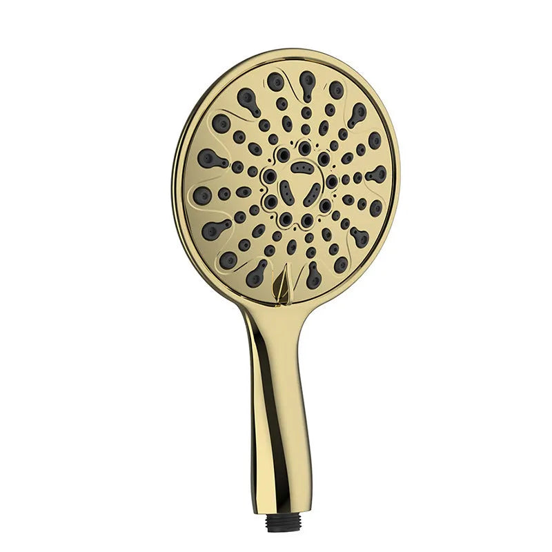 Six-function portable handheld shower head with 6-inch face and electroplated finish
