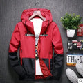 Men's thin hooded slim fit striped jacket in blue, casual spring autumn sports coat