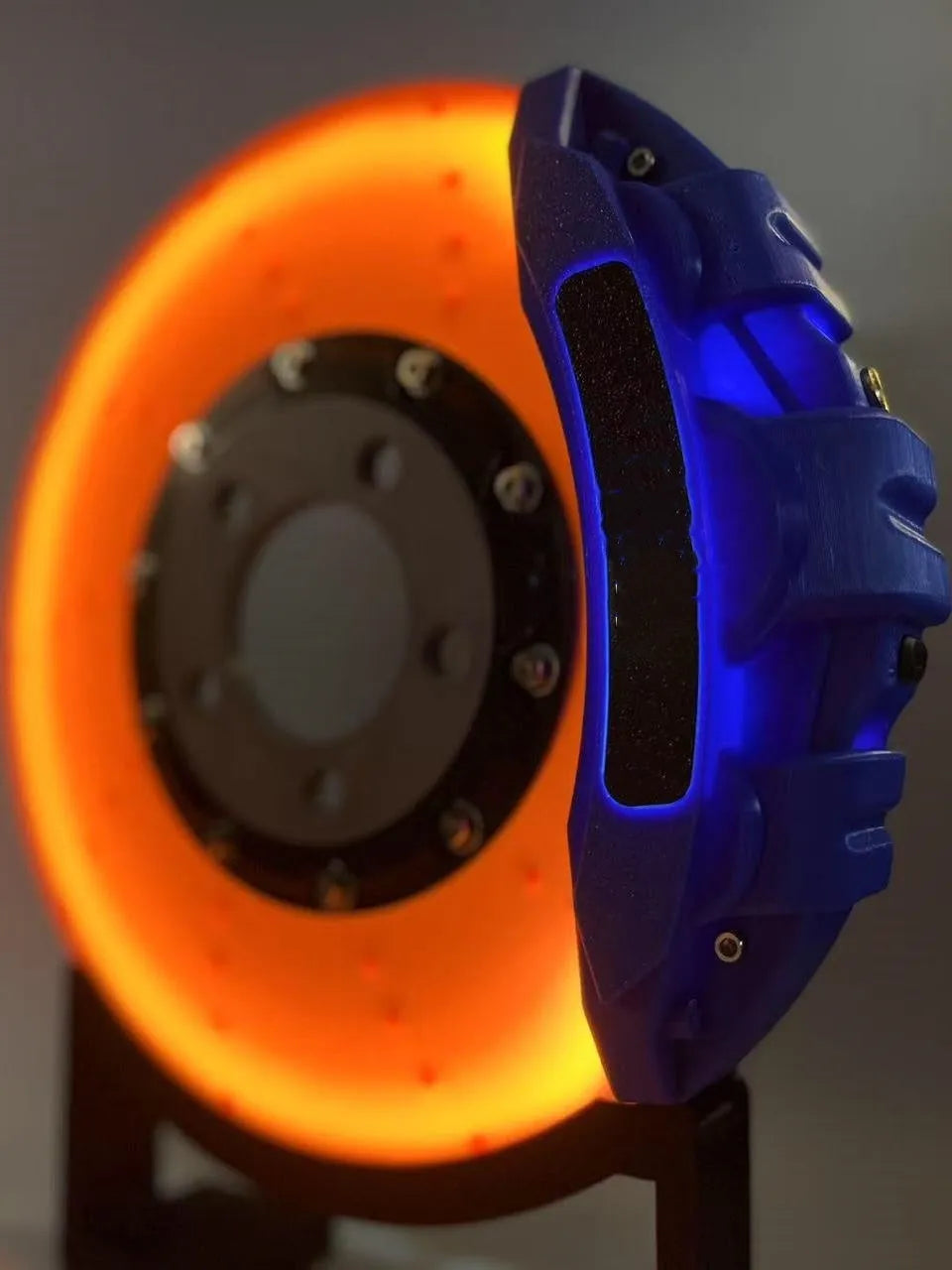 Brake disc design LED night light with touch dimming control in blue, red or yellow caliper colours