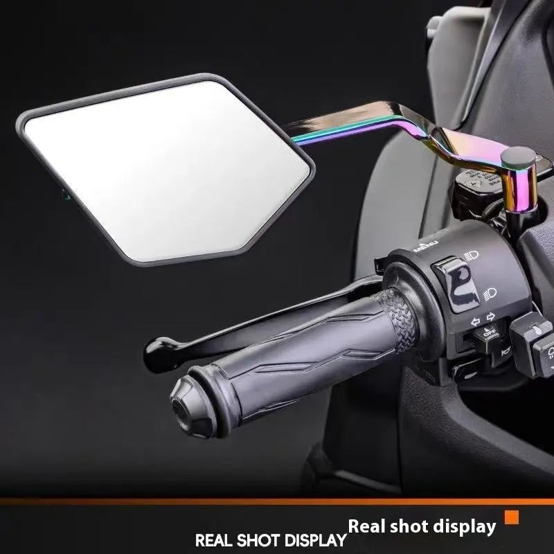 467 aluminium alloy rearview mirror pair in black blue glass for motorcycle electric car scooter