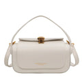 Personalised women's PU leather shoulder messenger bag with letter embroidery and decorative stitching