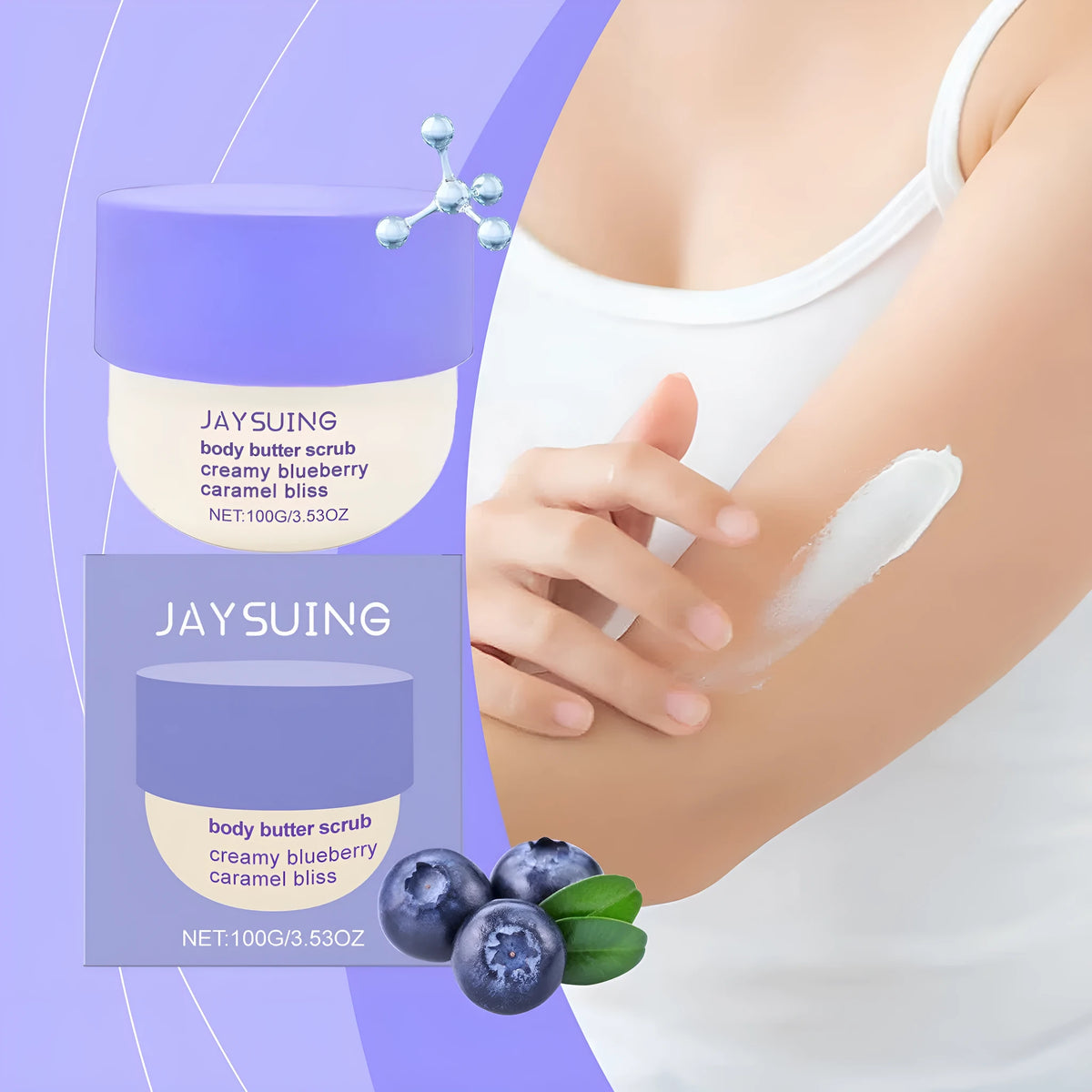 Blueberry Caramel Body Scrub Cream 100g matte jar with exfoliating formula