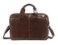 Men's brown leather business briefcase with 18-inch size and polyester cotton lining