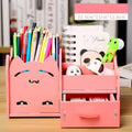 Multi-function cartoon pen holder storage box for children, available in pink with blink cat style