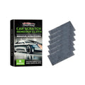 Six chemical fibre car scratch remover cloths 20x10cm laid flat for paint scratch removal