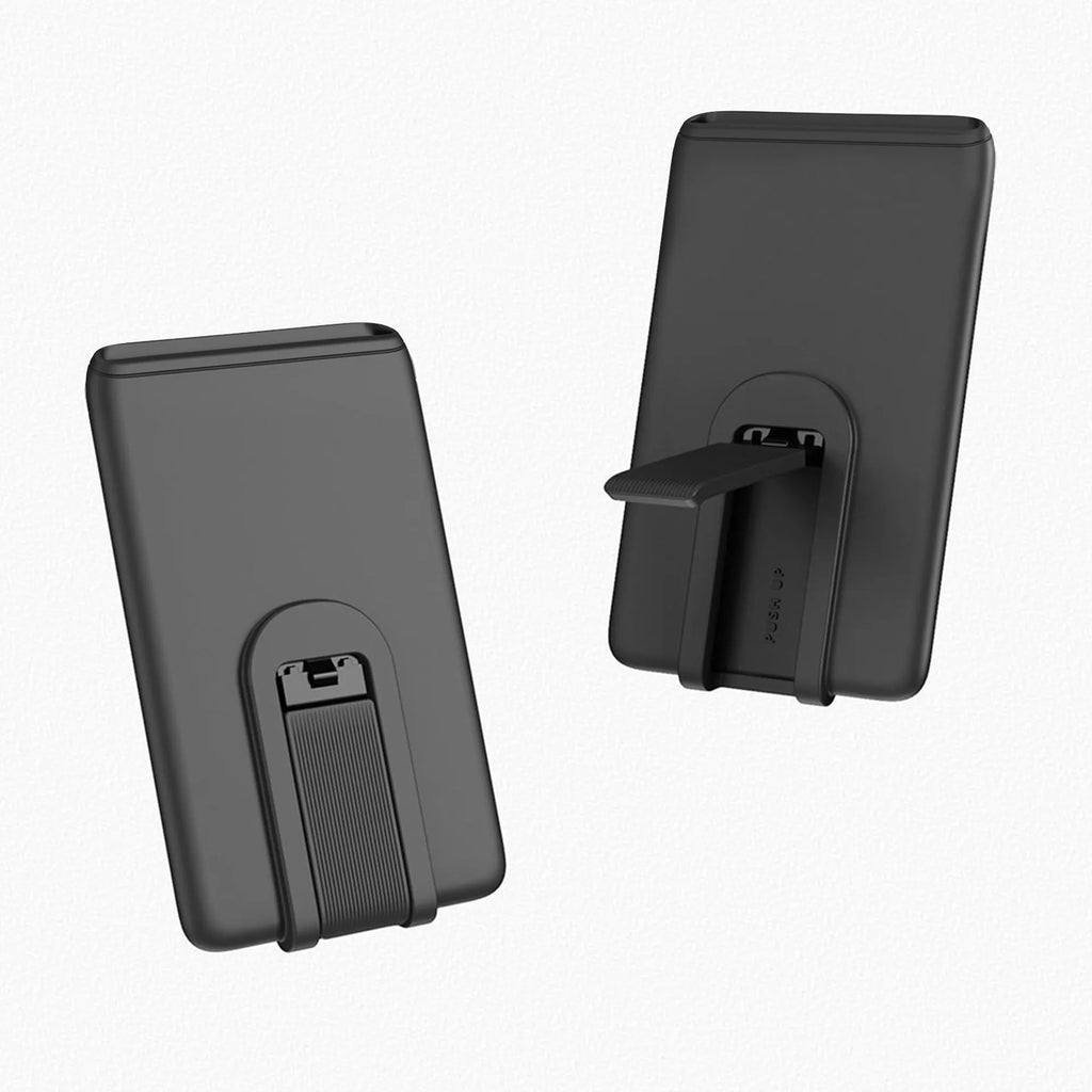 Black silicone phone case bracket with card slot for hands-free use, 5.8 x 9.4 cm