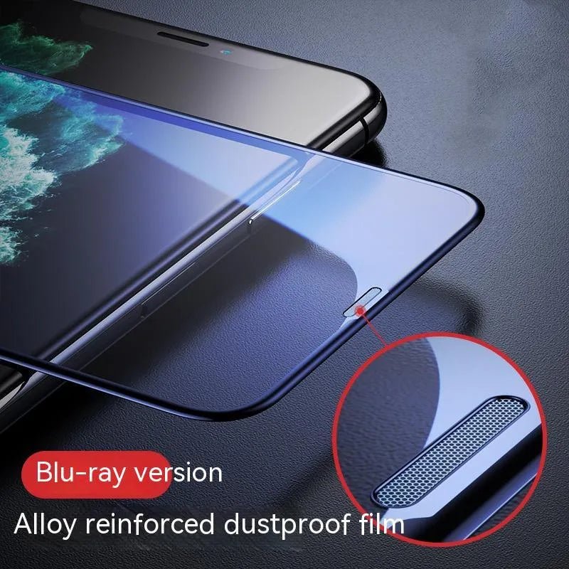 iPhone privacy tempered glass screen protector with dustproof net full-coverage for multiple models