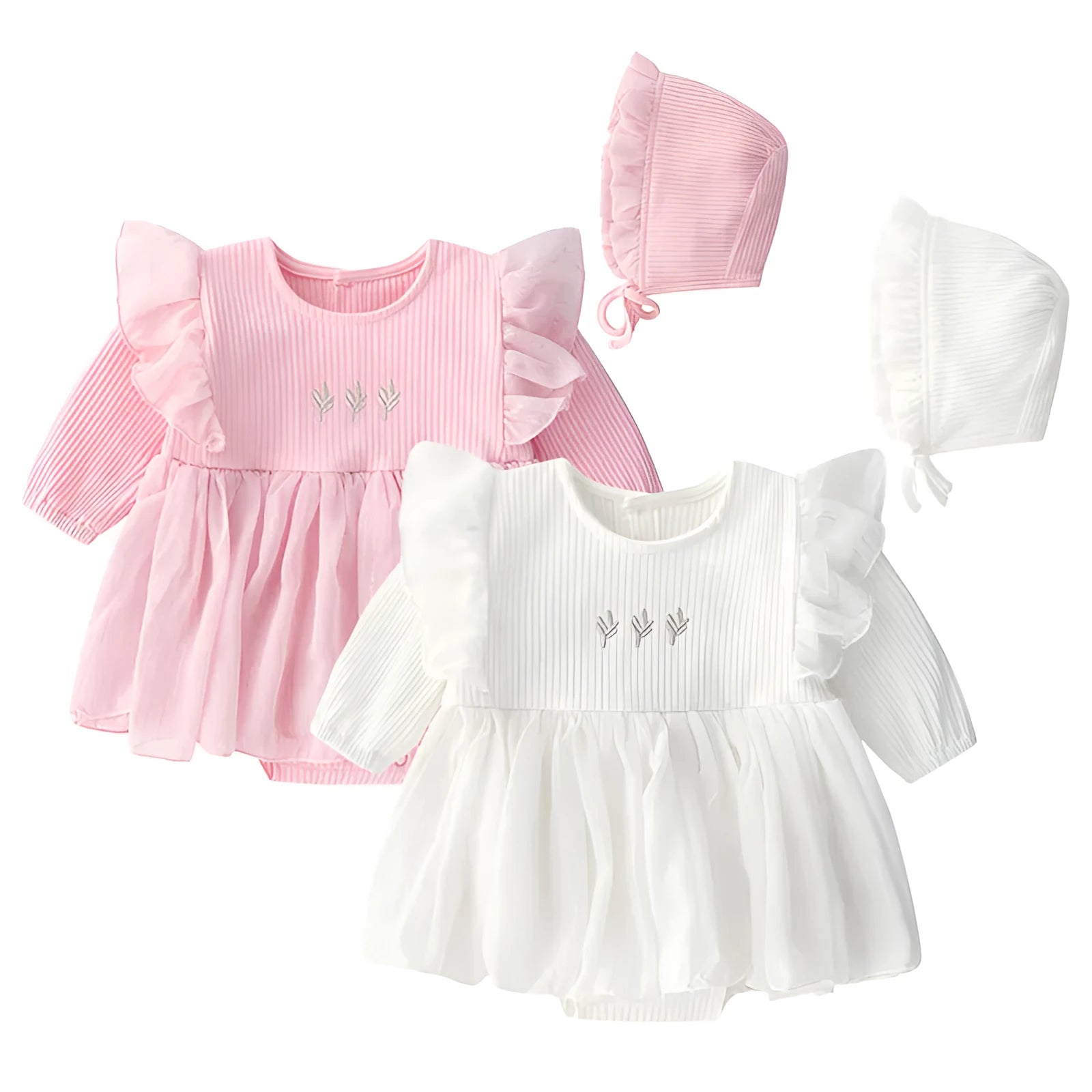 Cotton baby princess fluffy dress for infant girls in pink, red, or white