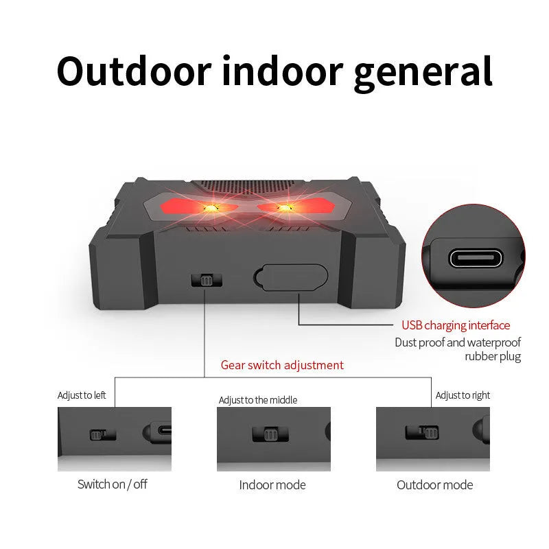 Black animal-shaped solar-powered ultrasonic pest repeller for outdoor garden use