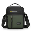 Men's casual nylon messenger crossbody bag with sewing thread detail, shown in green colour.
