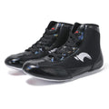 Wrestling shoes suede cowhide vertical design training boxing shoe men women S002 Black