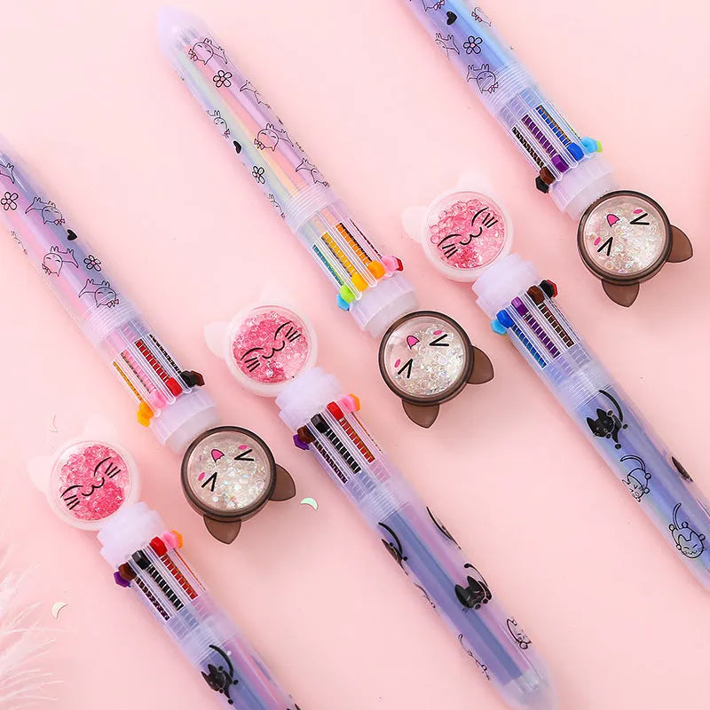 Cute cat design mechanical pencil with 10 colours and 0.5mm lead