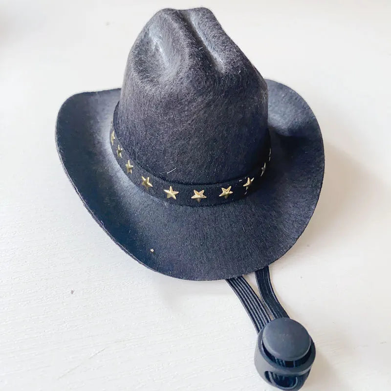 British cowboy hat for pets in non woven fabric with decorative velvet belt