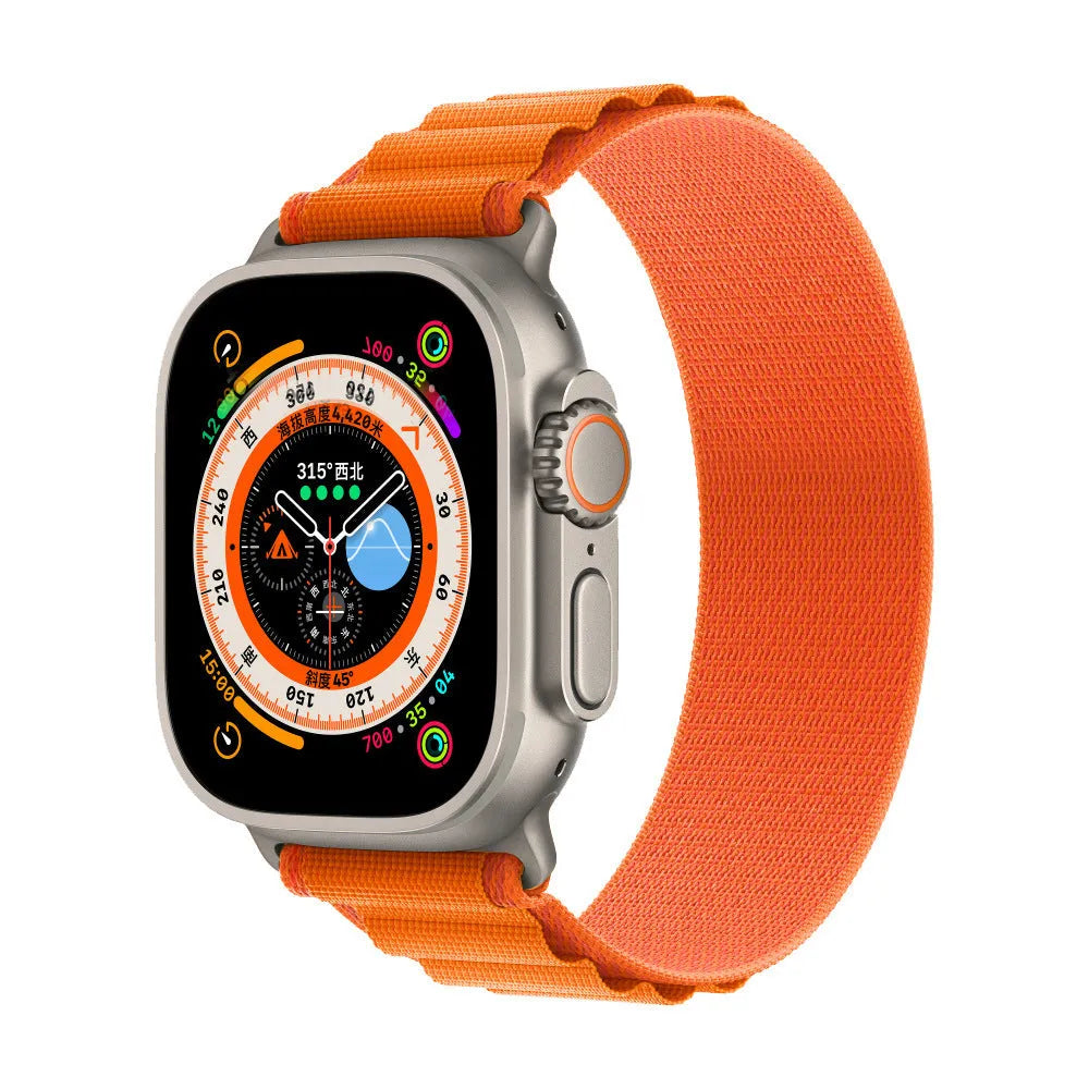 Alpine nylon watch band with metal head connector for Apple Watch, woven strap in multiple colours