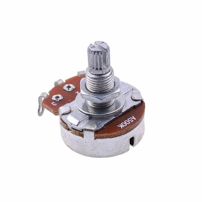 Metal electric guitar potentiometer knob for volume and tone control replacement.