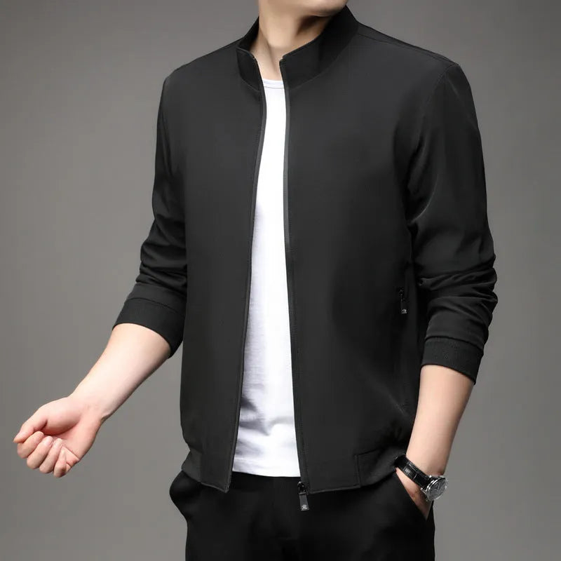 Korean style loose lapel casual jacket in polyester blend fabric available in multiple colours