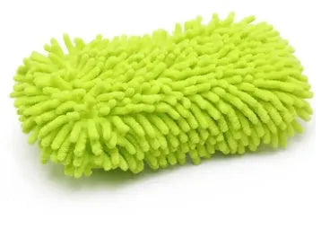 Silver green chenille car wash sponge measuring 14 by 25 centimetres