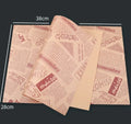 Microwaveable food grade anti-oil baking paper sheets, 28x38cm, in English, newspaper or retro kraft style, 50 or 100 pack