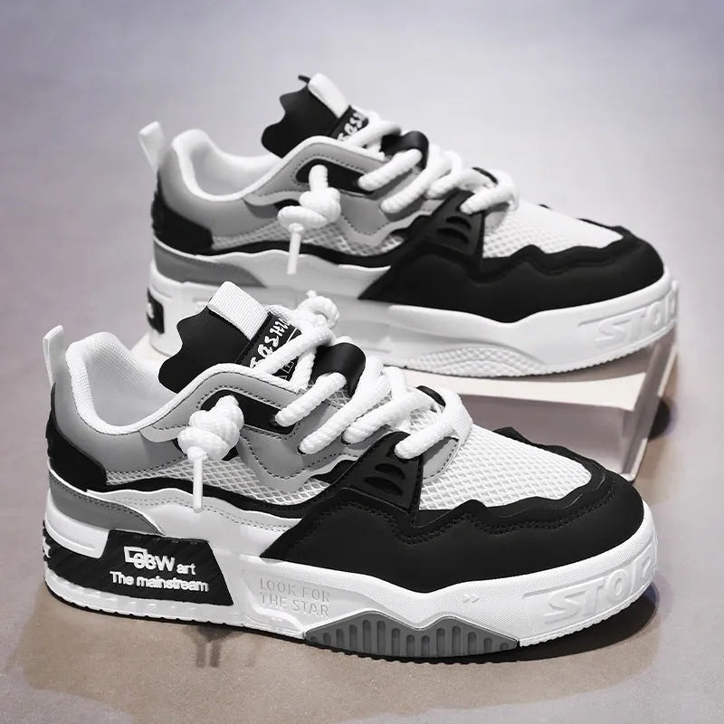 Men's low-top board shoes in white and colour-matched designs with rubber soles