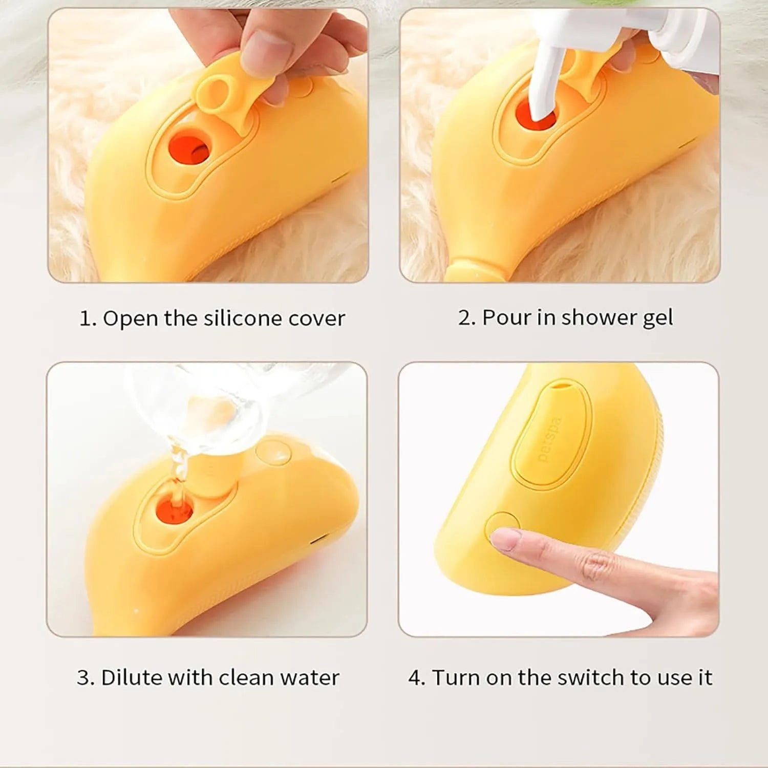 Green rechargeable 3-in-1 cat steam brush with silicone teeth and massage function.