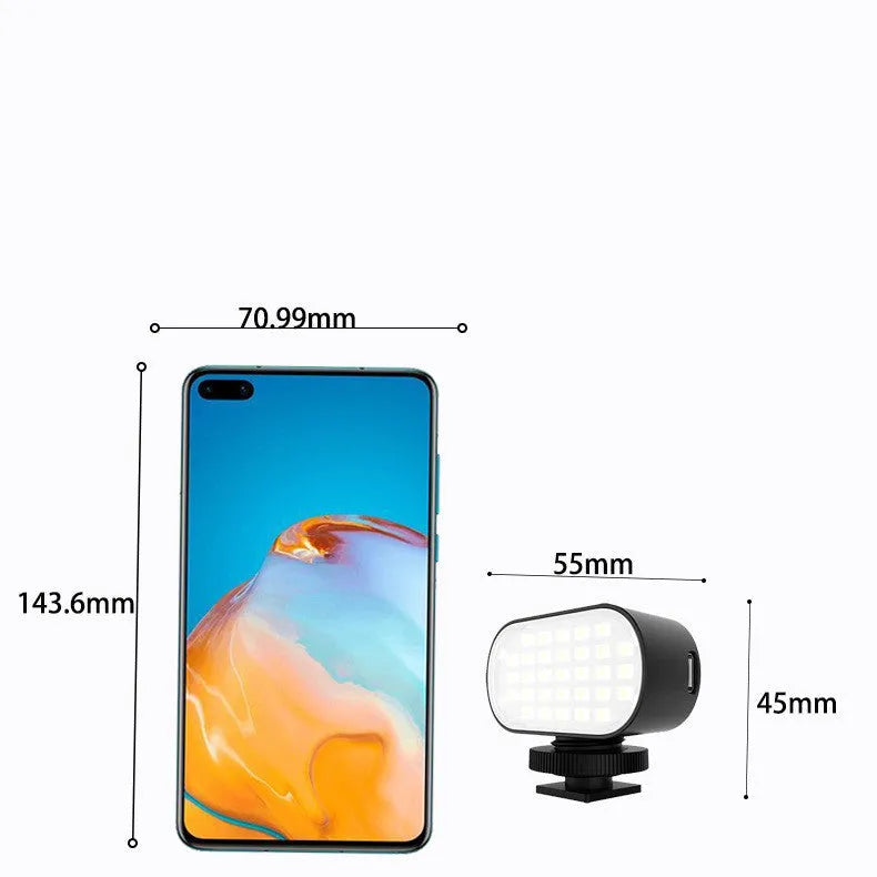 ST-30 black mobile phone fill light with colour palettes and cold shoe mount for photography