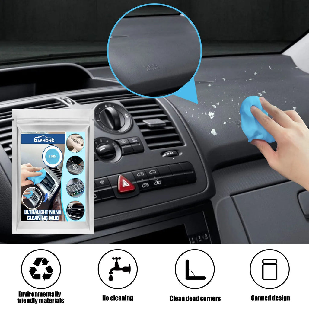 Car cleaning mud putty for dust removal from interior vents and gaps.