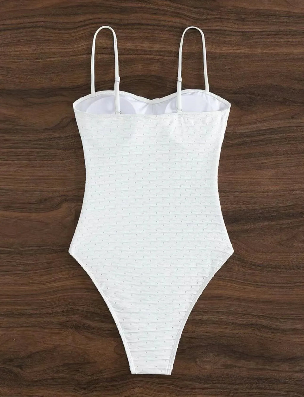 White women's one-piece swimsuit with sling brief style and quick-drying polyester fabric