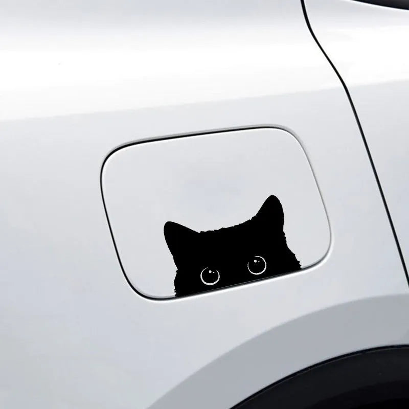 Cartoon black cat carving-half car sticker 15 by 9 centimetres on paper bottom