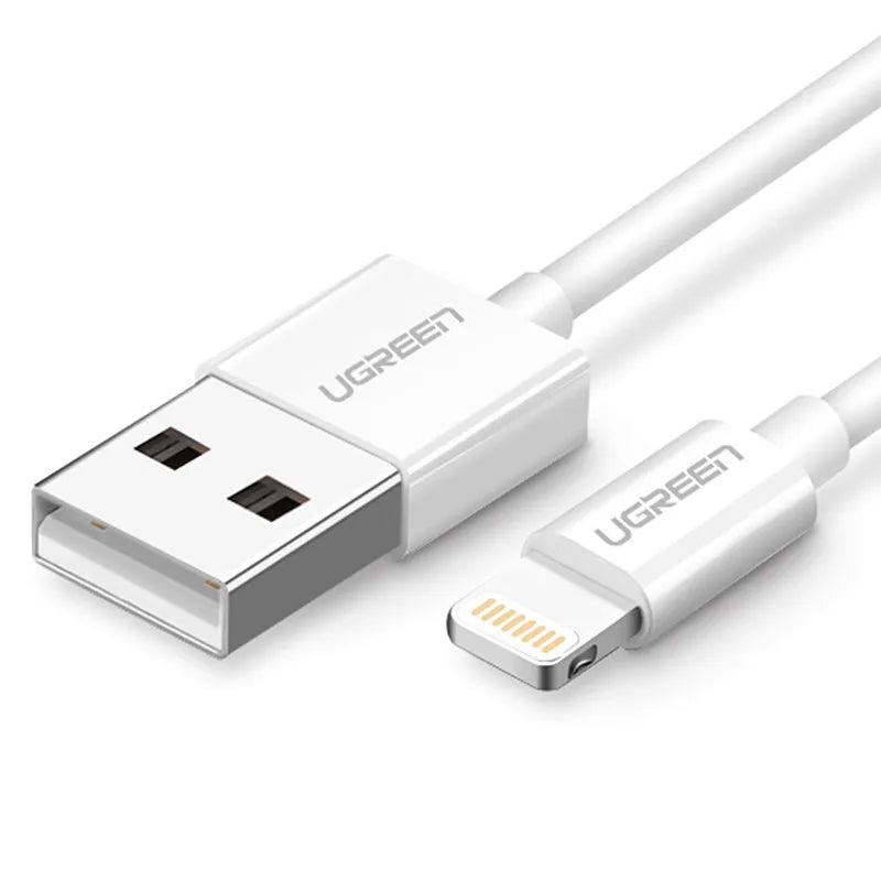 Apple MFi certified Lightning data cable in black with TPE cover and USB connector end