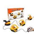 Mini plastic inductive toy truck with optical sensor following a black line on white paper, batteries and marker pen included