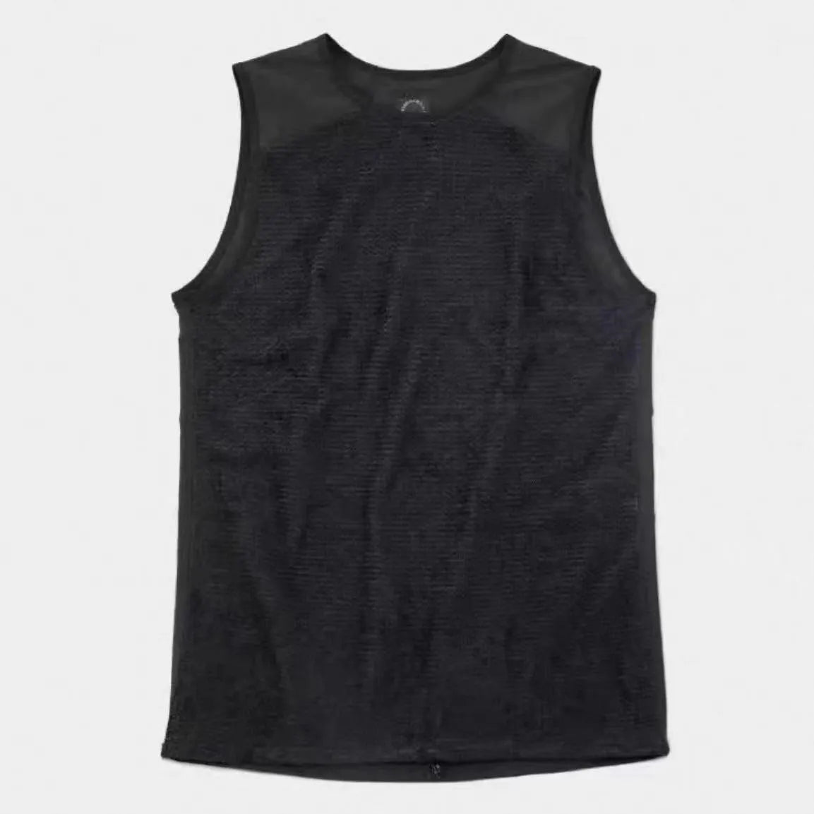 Men's lightweight fleece lined thermal vest in solid colour black, front view