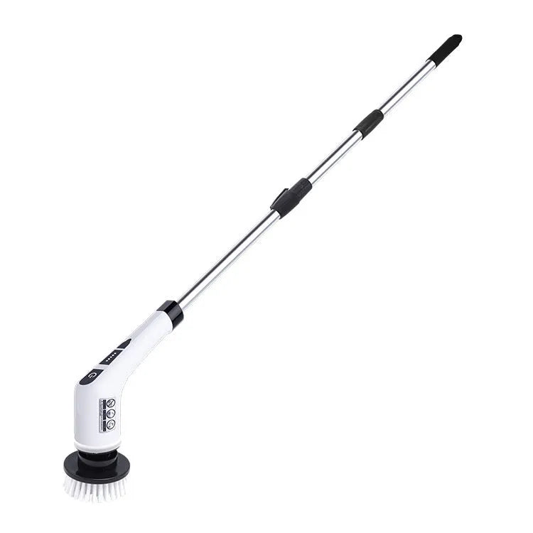Multifunctional wireless electric cleaning brush 7-in-1 in black and white with USB cable and interchangeable heads