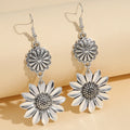 Retro sunflower earrings in silver or gold zinc alloy with a flower shape for women
