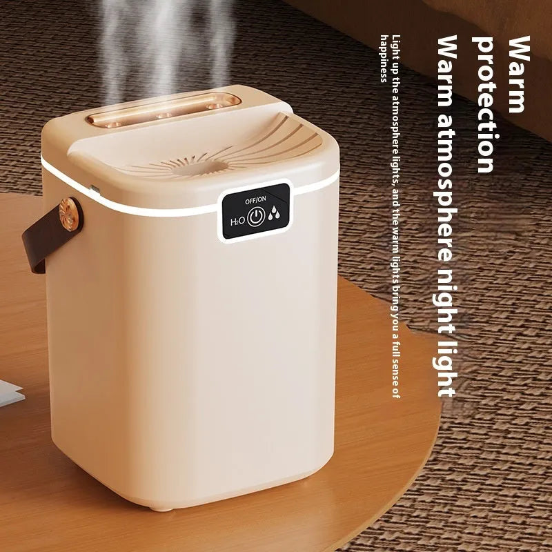 White plastic square USB humidifier with large spray volume and ambient light for bedroom