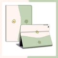 Cartoon literary avocado silicone iPad case with book style and pen slot options