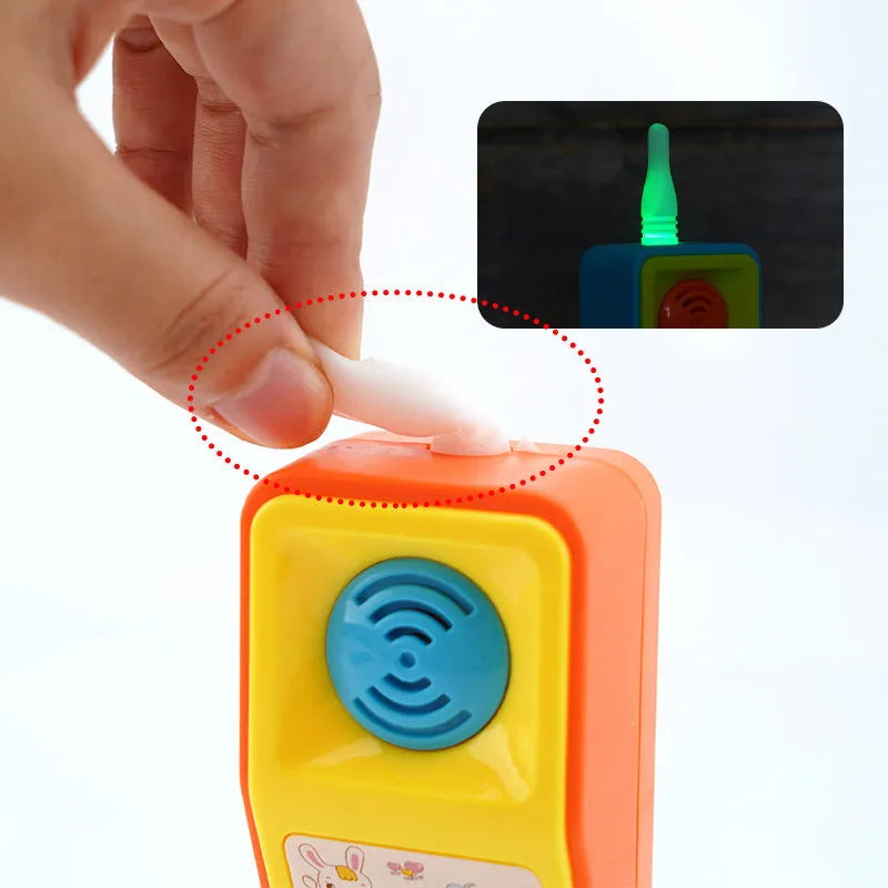Children's battery-operated educational toy with cartoon animal theme, sound, and light effects.