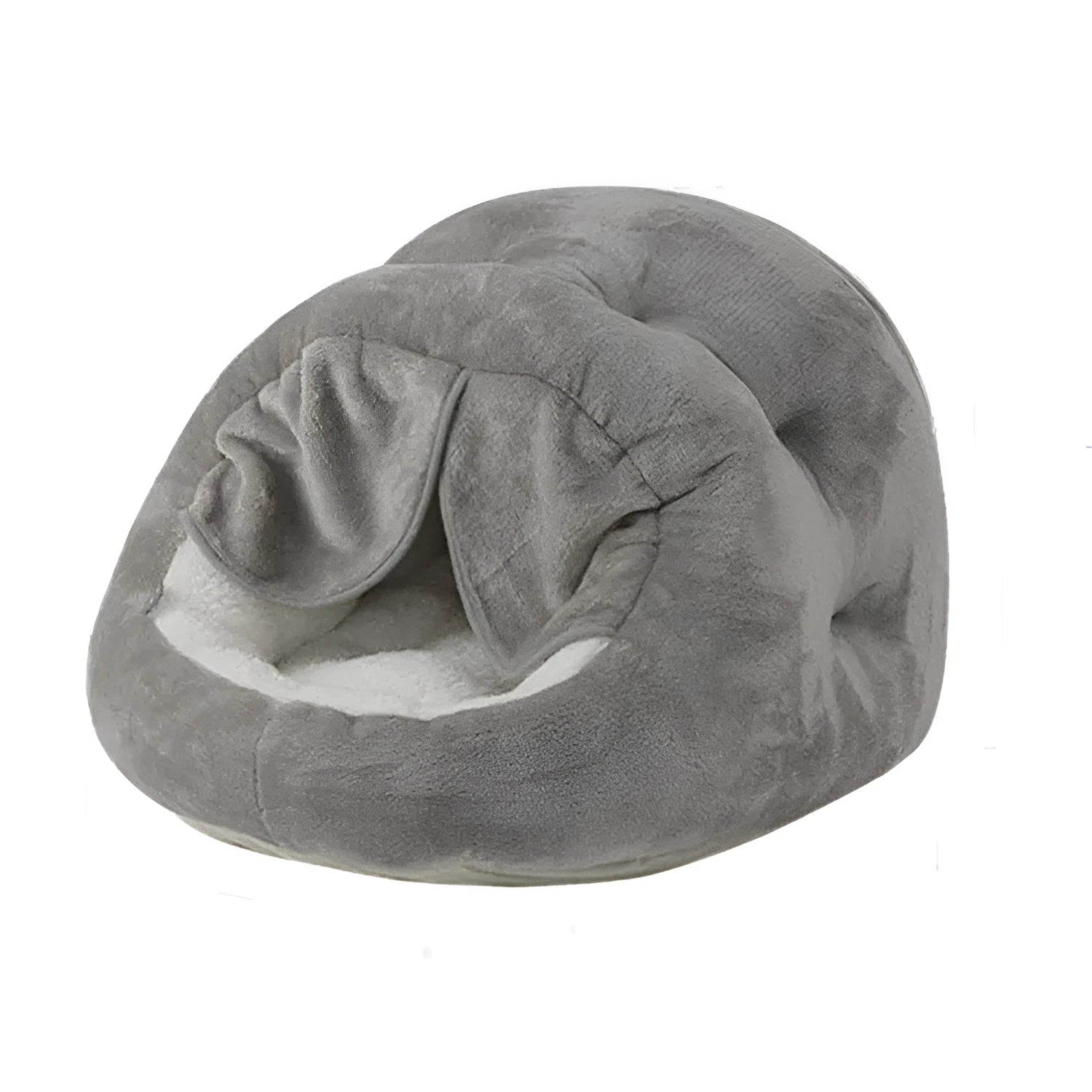 Semi-closed plush cat kennel with door curtain in Gray colour option
