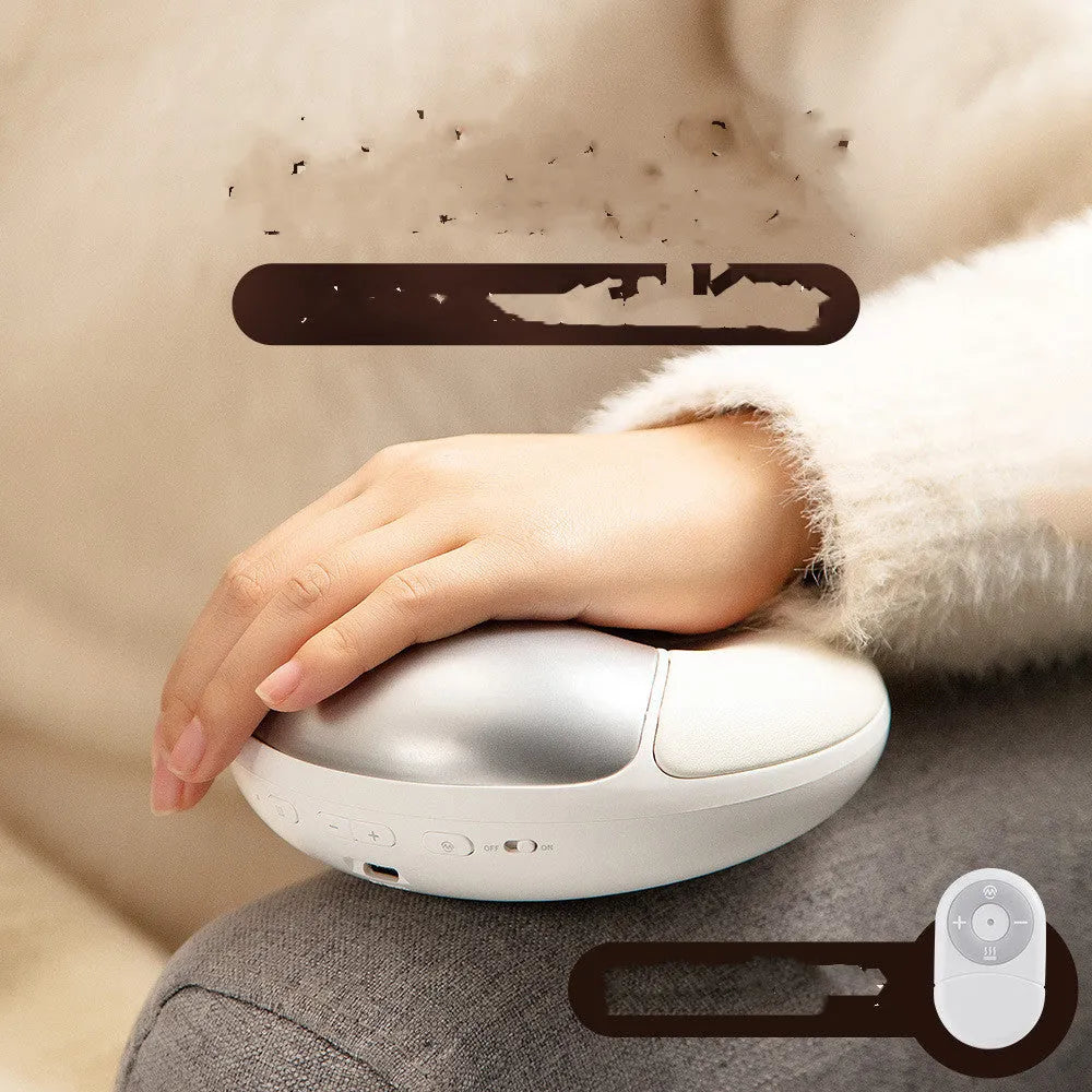 Smart electric hand massager in white with heating and pulse therapy functions for hand fatigue relief