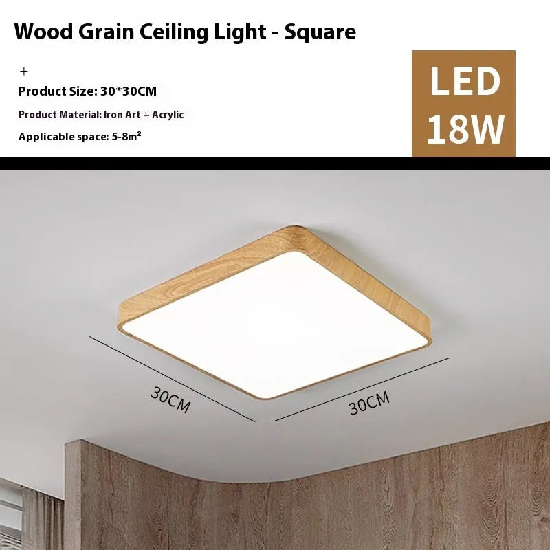 Nordic LED Wood Grain Colour Simple Modern Iron Art Bedroom Light with Electrodeless Dimming and Tmall Genie Smart Control for Study
