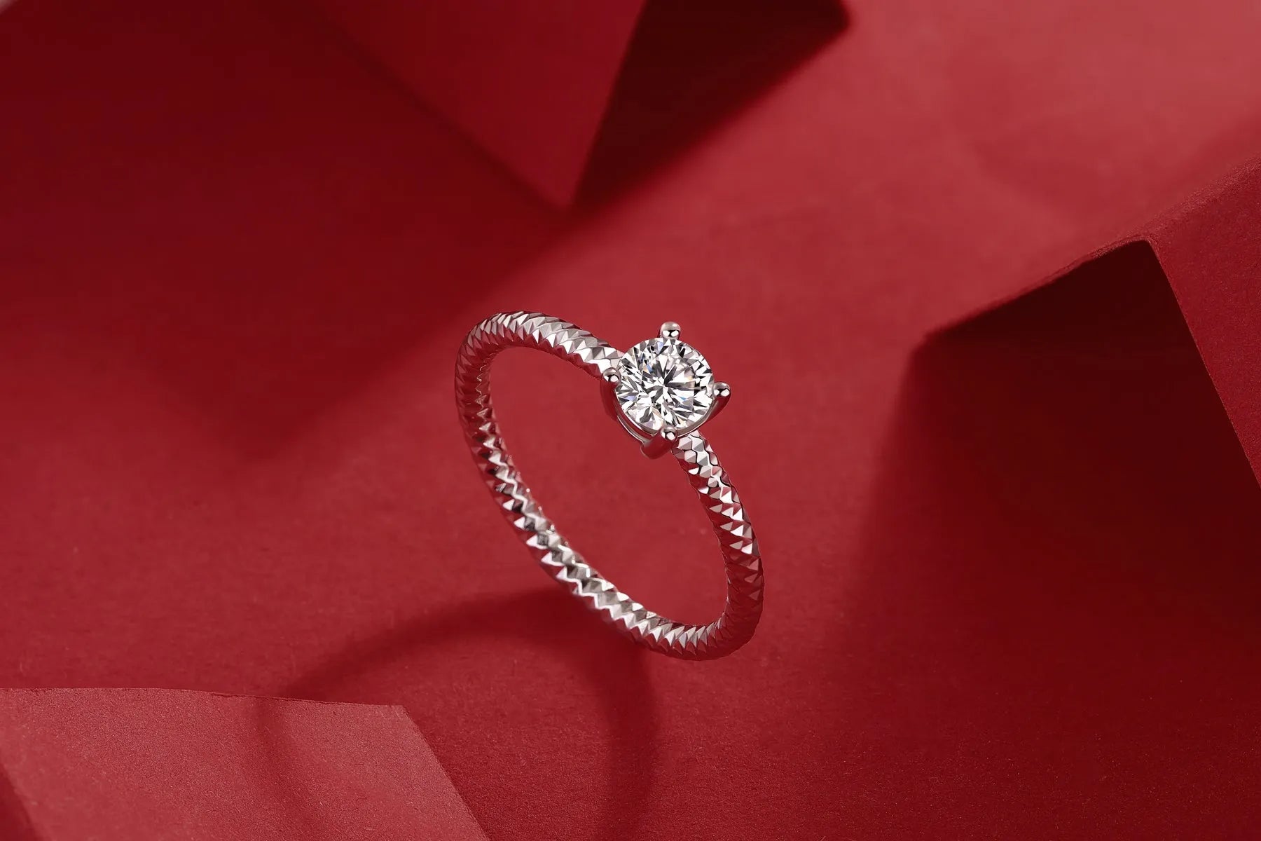 Wedding ring set with top-quality moissanite, S925 silver, platinum plated, 0.5 carat, gift box