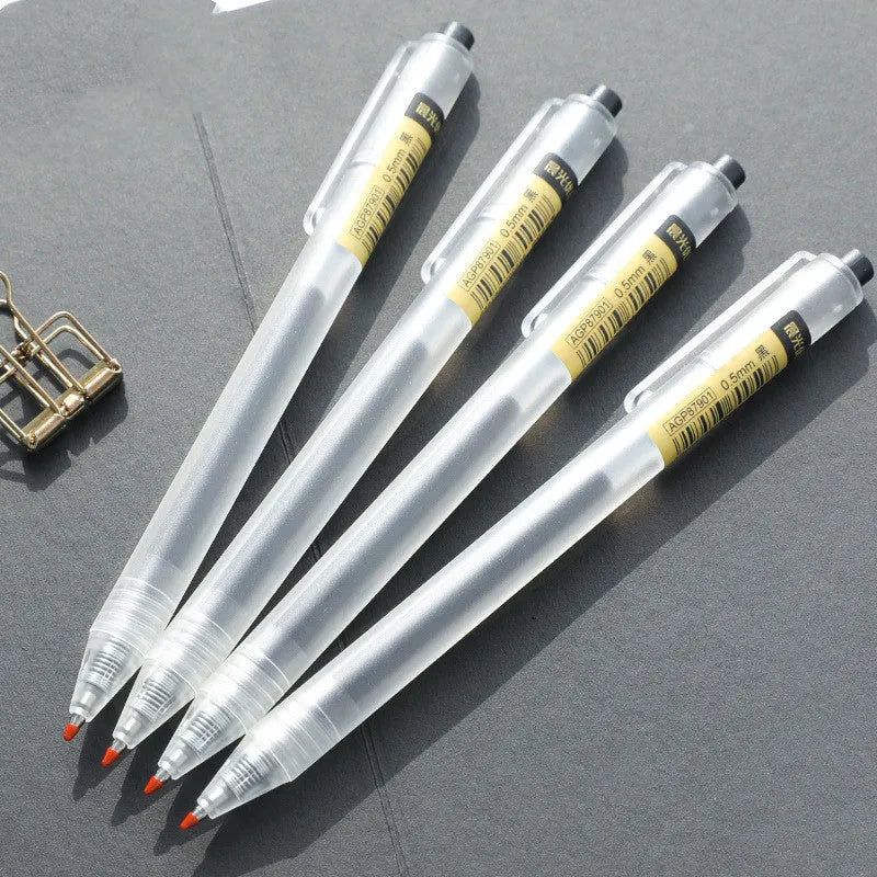 12 black frosted stick gel pens with retractable tips and 2 refills