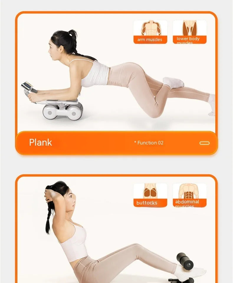 White household roller fitness equipment with LED timing display for abdominal workouts