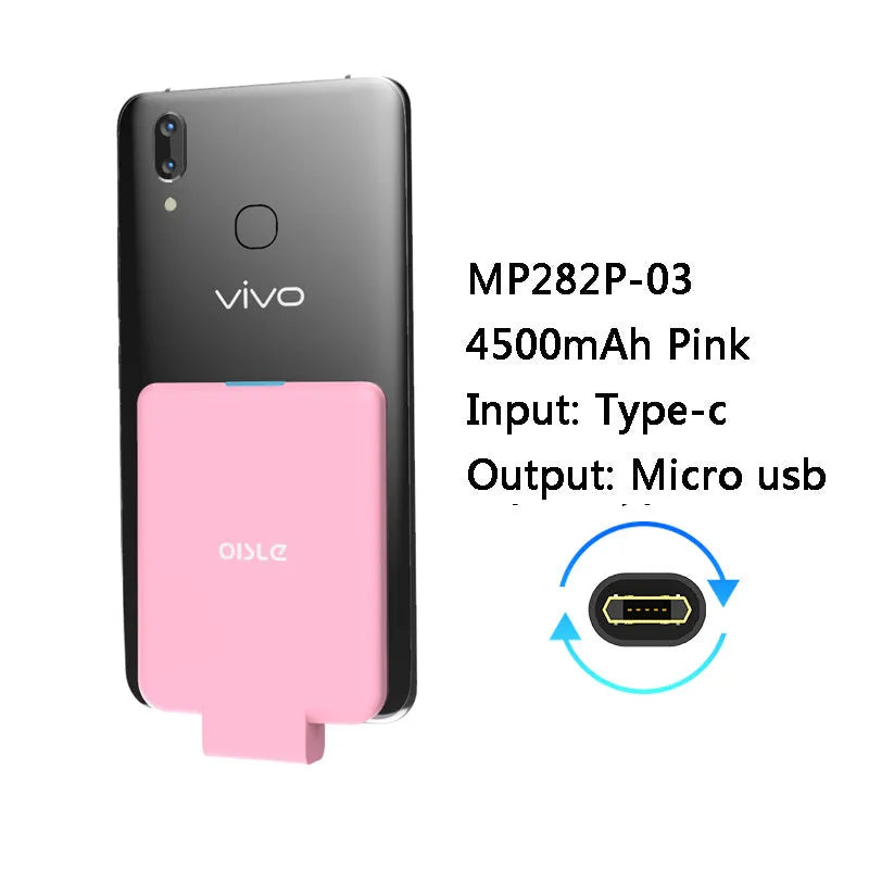 Back clip battery portable charger with magnetic clip in multiple colours