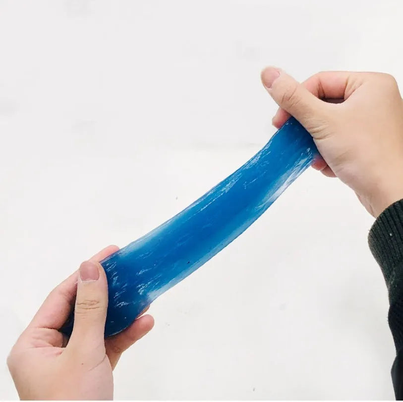 Non-toxic reusable cleaning gel slime for keyboards and car interior dust removal in blue colour