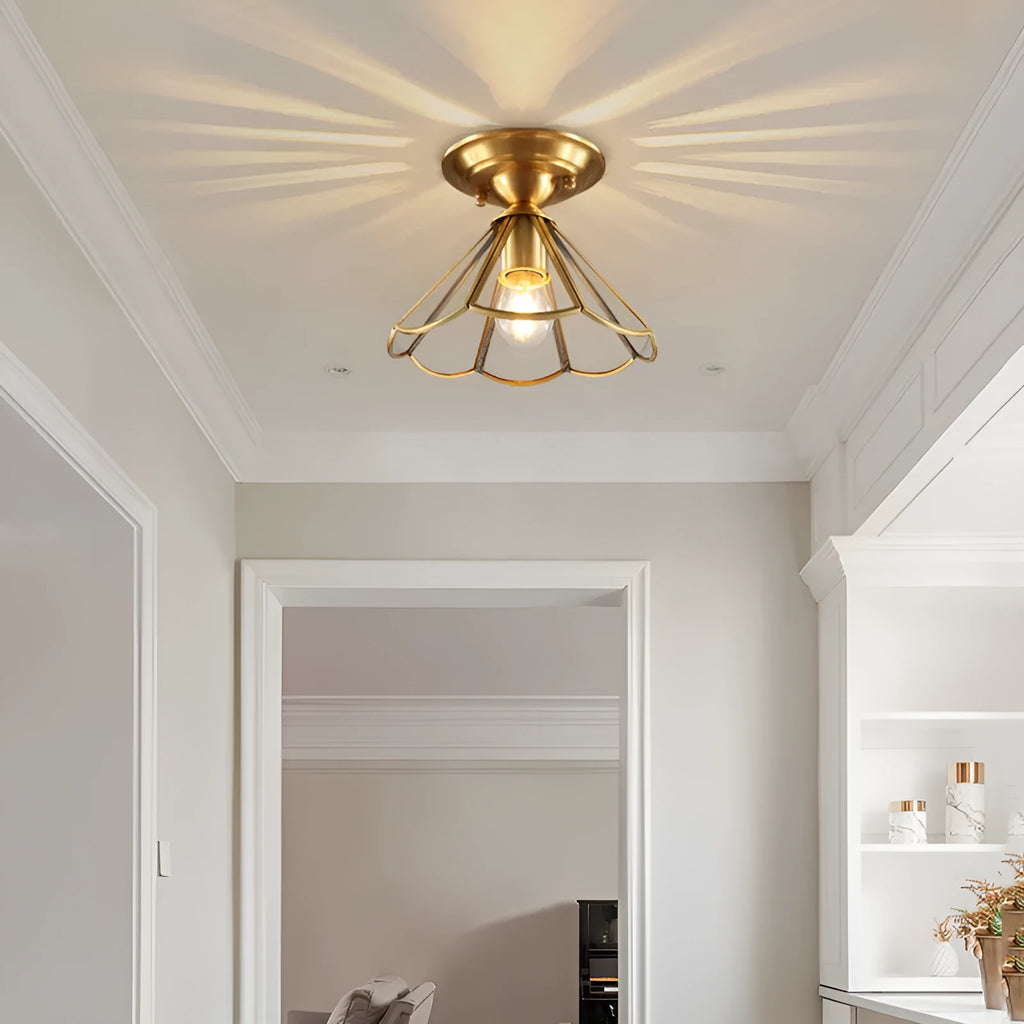 Minimalist Creative Pure Copper Ceiling Lamp for Bedroom Study Corridor Dining Room Entrance Balcony Exhibition Hall 220V American Style