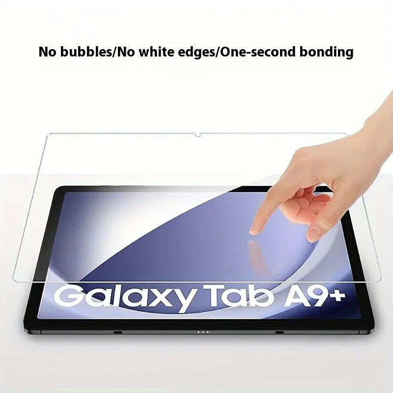 Tempered glass screen protector for Samsung tablets in a cattle leather pouch.